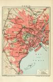 Tokio historischer Stadtplan Karte Lithographie ca. 1911
