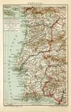 Portugal historische Landkarte Lithographie ca. 1904