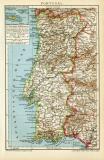 Portugal historische Landkarte Lithographie ca. 1905