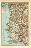 Portugal historische Landkarte Lithographie ca. 1907