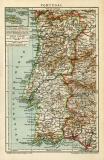 Portugal historische Landkarte Lithographie ca. 1911
