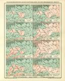 Paläogeographische Skizzen Deutschlands und der benachbarten Gebiete historische Bildtafel Lithographie ca. 1910