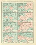 Paläogeographische Skizzen Deutschlands und der benachbarten Gebiete historische Bildtafel Lithographie ca. 1912