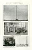 Funkentelegraphie I.-II. historische Bildtafel Autotypie ca. 1907