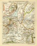 Karte zum Südafrikanischen Krieg historische Landkarte Lithographie ca. 1904