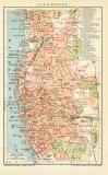 Liverpool historischer Stadtplan Karte Lithographie ca. 1900