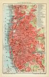 Liverpool historischer Stadtplan Karte Lithographie ca. 1909
