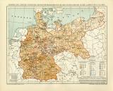 Verbreitung einiger wichtigen Infektionskrankheiten im Deutschen Reiche in den Jahren 1901 und 1902 historische Landkarte Lithographie ca. 1904