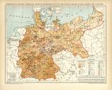 Verbreitung einiger wichtigen Infektionskrankheiten im Deutschen Reiche in den Jahren 1901 und 1902 historische Landkarte Lithographie ca. 1905