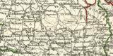 Die Schiffahrtsstrassen von Frankreich und den angrenzenden Gebieten historische Landkarte Lithographie ca. 1912