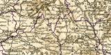 Mittel- und Südfrankreich historische Landkarte Lithographie ca. 1909