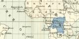 Einheits- und Ortszeit historische Landkarte Lithographie ca. 1897