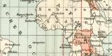Einheits- und Ortszeit historische Landkarte Lithographie ca. 1904