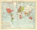 Einheits- und Ortszeit historische Landkarte Lithographie ca. 1911