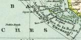 Cuba Jamaika und Portoriko historische Landkarte Lithographie ca. 1907