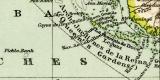 Cuba Jamaika und Portoriko historische Landkarte Lithographie ca. 1909