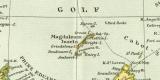 Östliches Canada und Neufundland historische Landkarte Lithographie ca. 1904