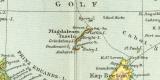 Östliches Canada und Neufundland historische Landkarte Lithographie ca. 1905
