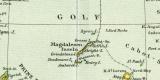 Östliches Canada und Neufundland historische Landkarte Lithographie ca. 1911