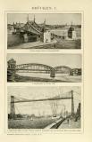 Brücken I. - II. historische Bildtafel Holzstich ca. 1904
