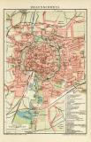 Braunschweig historischer Stadtplan Karte Lithographie ca. 1904