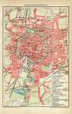 Braunschweig historischer Stadtplan Karte Lithographie ca. 1906