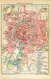 Braunschweig historischer Stadtplan Karte Lithographie ca. 1907