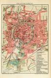 Braunschweig historischer Stadtplan Karte Lithographie ca. 1911