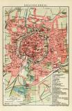 Braunschweig historischer Stadtplan Karte Lithographie ca. 1912