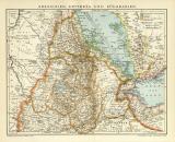 Abessinien Erythräa und Südarabien historische Landkarte Lithographie ca. 1912