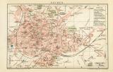 Aachen historischer Stadtplan Karte Lithographie ca. 1901