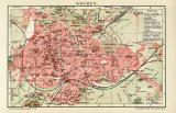 Aachen historischer Stadtplan Karte Lithographie ca. 1911