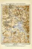Yellowstone Nationalpark historische Landkarte Lithographie ca. 1909