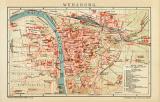 Würzburg historischer Stadtplan Karte Lithographie ca. 1903