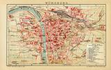 Würzburg historischer Stadtplan Karte Lithographie ca. 1904
