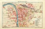 Würzburg historischer Stadtplan Karte Lithographie ca. 1905