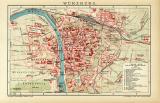 Würzburg historischer Stadtplan Karte Lithographie ca. 1908