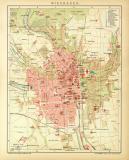 Wiesbaden historischer Stadtplan Karte Lithographie ca. 1904