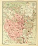 Wiesbaden historischer Stadtplan Karte Lithographie ca. 1907