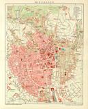 Wiesbaden historischer Stadtplan Karte Lithographie ca. 1909