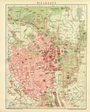 Wiesbaden historischer Stadtplan Karte Lithographie ca. 1910