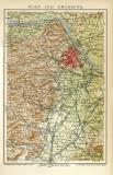 Wien und Umgebung historischer Stadtplan Karte Lithographie ca. 1903
