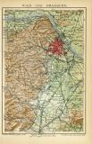 Wien und Umgebung historischer Stadtplan Karte Lithographie ca. 1905
