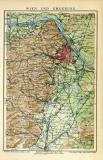 Wien und Umgebung historischer Stadtplan Karte Lithographie ca. 1906