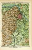 Wien und Umgebung historischer Stadtplan Karte Lithographie ca. 1907
