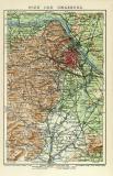 Wien und Umgebung historischer Stadtplan Karte Lithographie ca. 1912