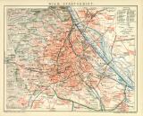 Wien Stadtgebiet historischer Stadtplan Karte Lithographie ca. 1903