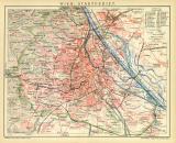 Wien Stadtgebiet historischer Stadtplan Karte Lithographie ca. 1905