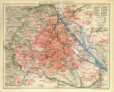 Wien Stadtgebiet historischer Stadtplan Karte Lithographie ca. 1911
