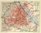 Wien Stadtgebiet historischer Stadtplan Karte Lithographie ca. 1912
